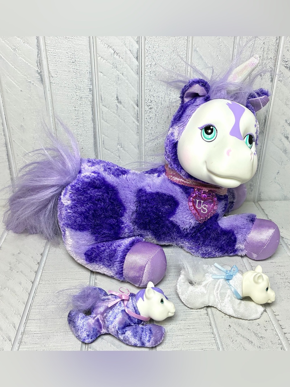 Just Play US Unicorn Surprise Zooey Plush Toy Purple Spotted With 2 Babies 2019